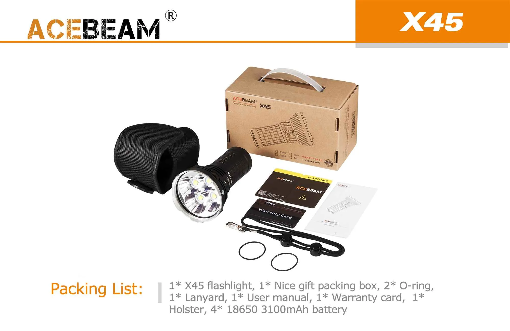 Acebeam X45 Gen II LED Flashlight 18000 Lumens