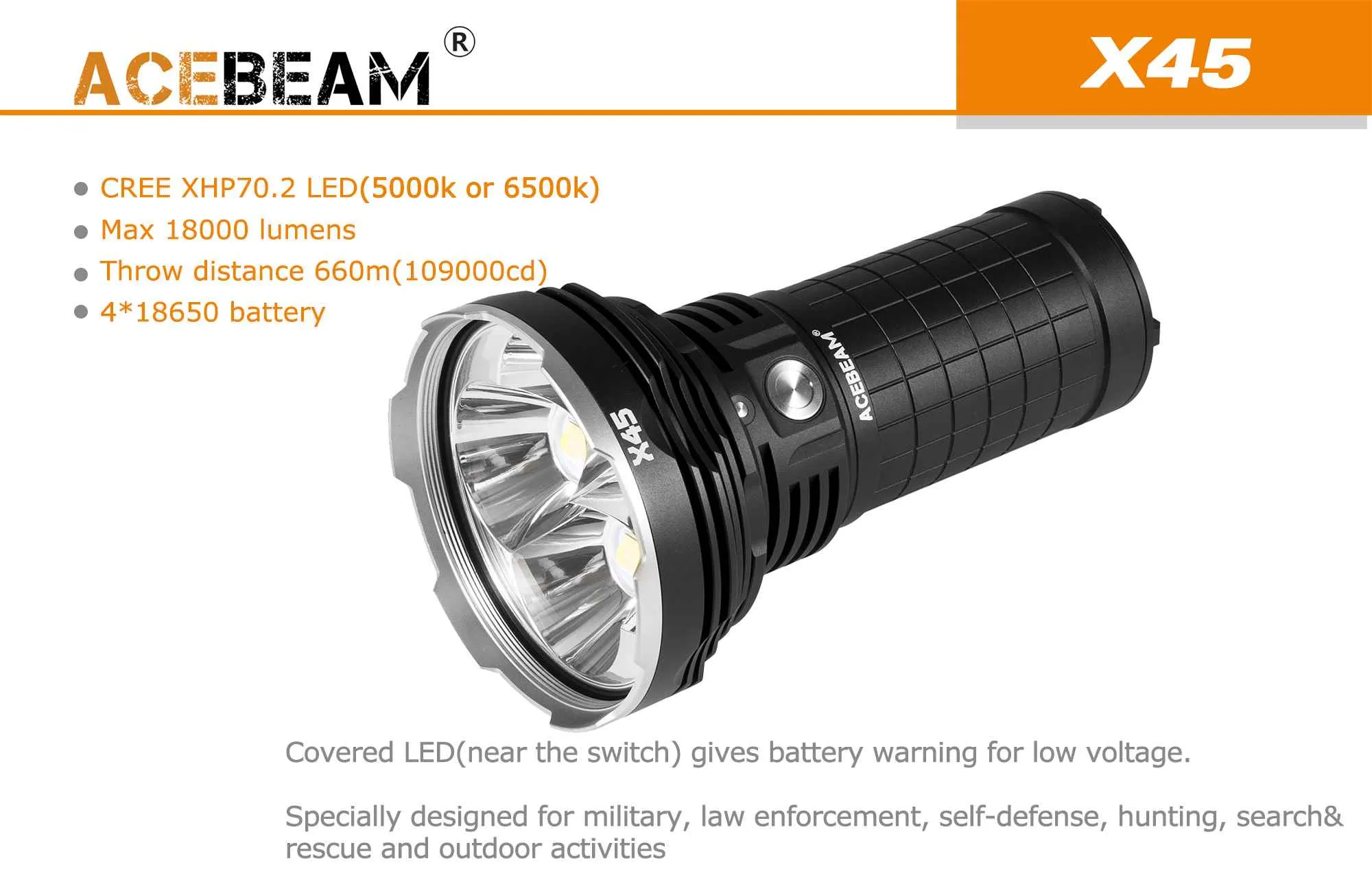 Acebeam X45 Gen II LED Flashlight 18000 Lumens