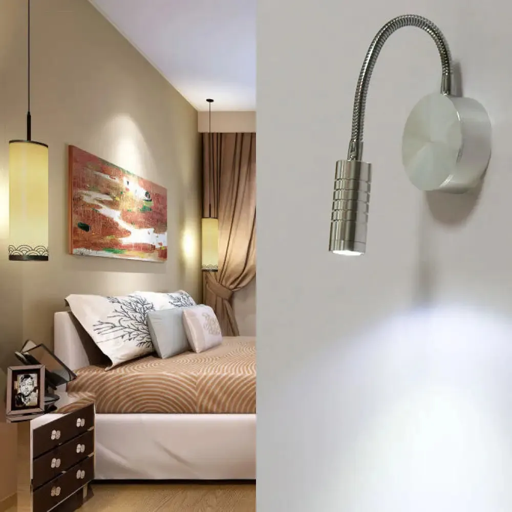 Adjustable Chrome Cylinder Wall Mount LED Sconce in Warm/White Lighting - Modern Metal Lamp