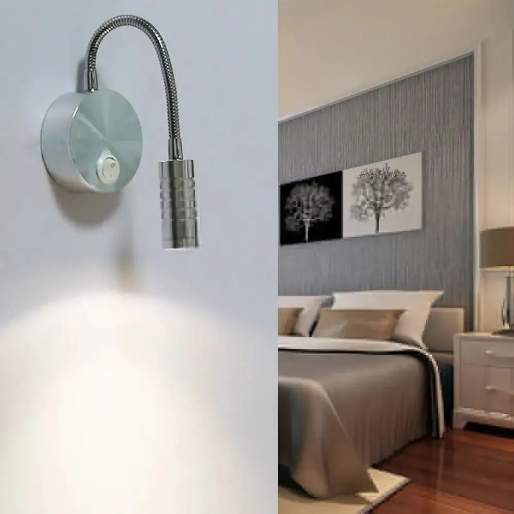 Adjustable Chrome Cylinder Wall Mount LED Sconce in Warm/White Lighting - Modern Metal Lamp