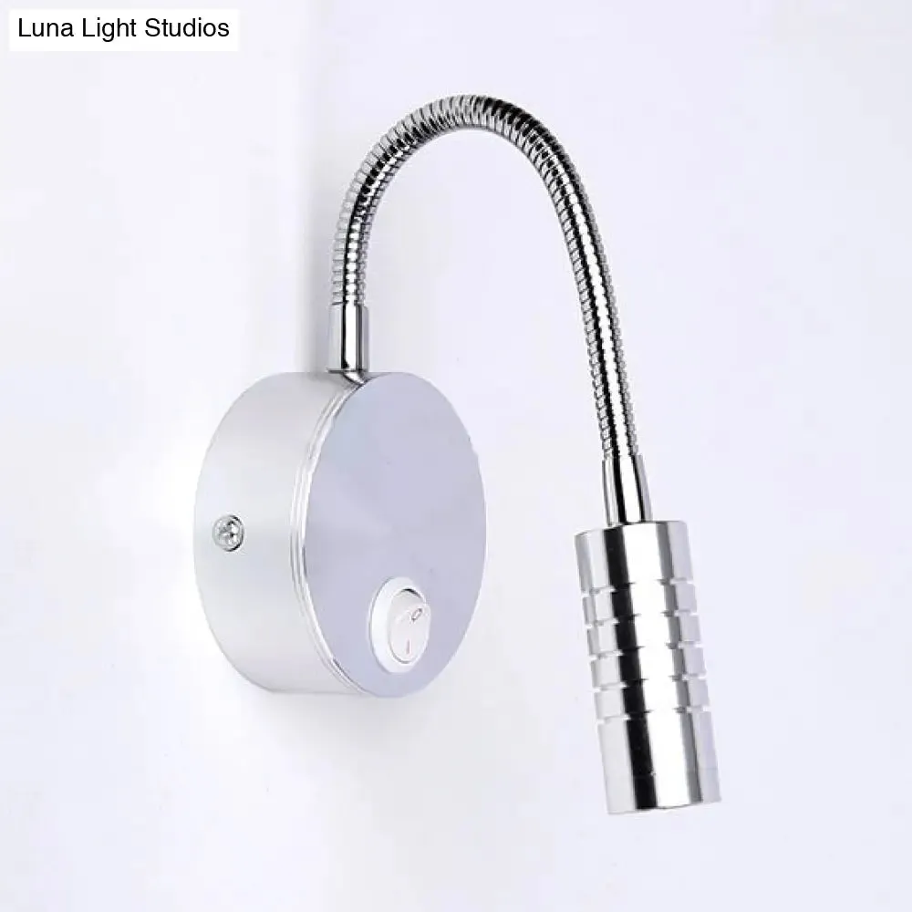 Adjustable Chrome Cylinder Wall Mount LED Sconce in Warm/White Lighting - Modern Metal Lamp