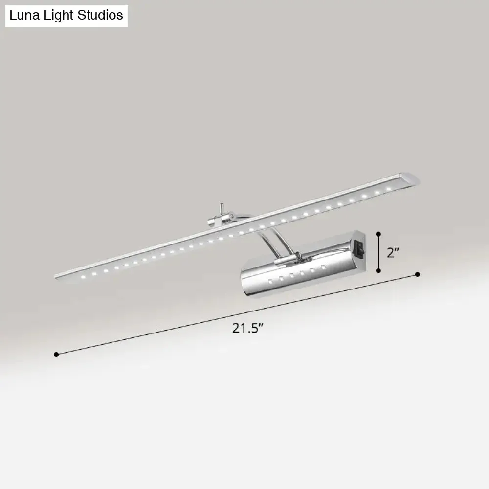 Adjustable Nickel Finish LED Vanity Sconce - Modern Linear Wall Lamp