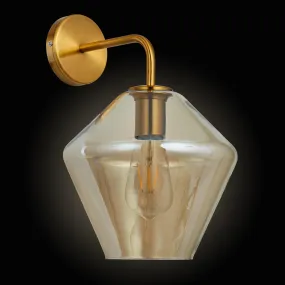 ANKUR PEAR WALL LIGHT WITH AMBER/COGNAC GLASS AND ANTIQUE BRASS FINISH