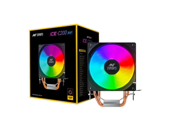 ANT ESPORTS DESKTOP AIR COOLER CPU FAN WITH RAINBOW LED (ICE C200 V2)