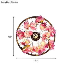 Antique Cherry Blossom Wall Sconce Light w/ LED Lighting & Brass Mount, 12.5-20.5" Diameter