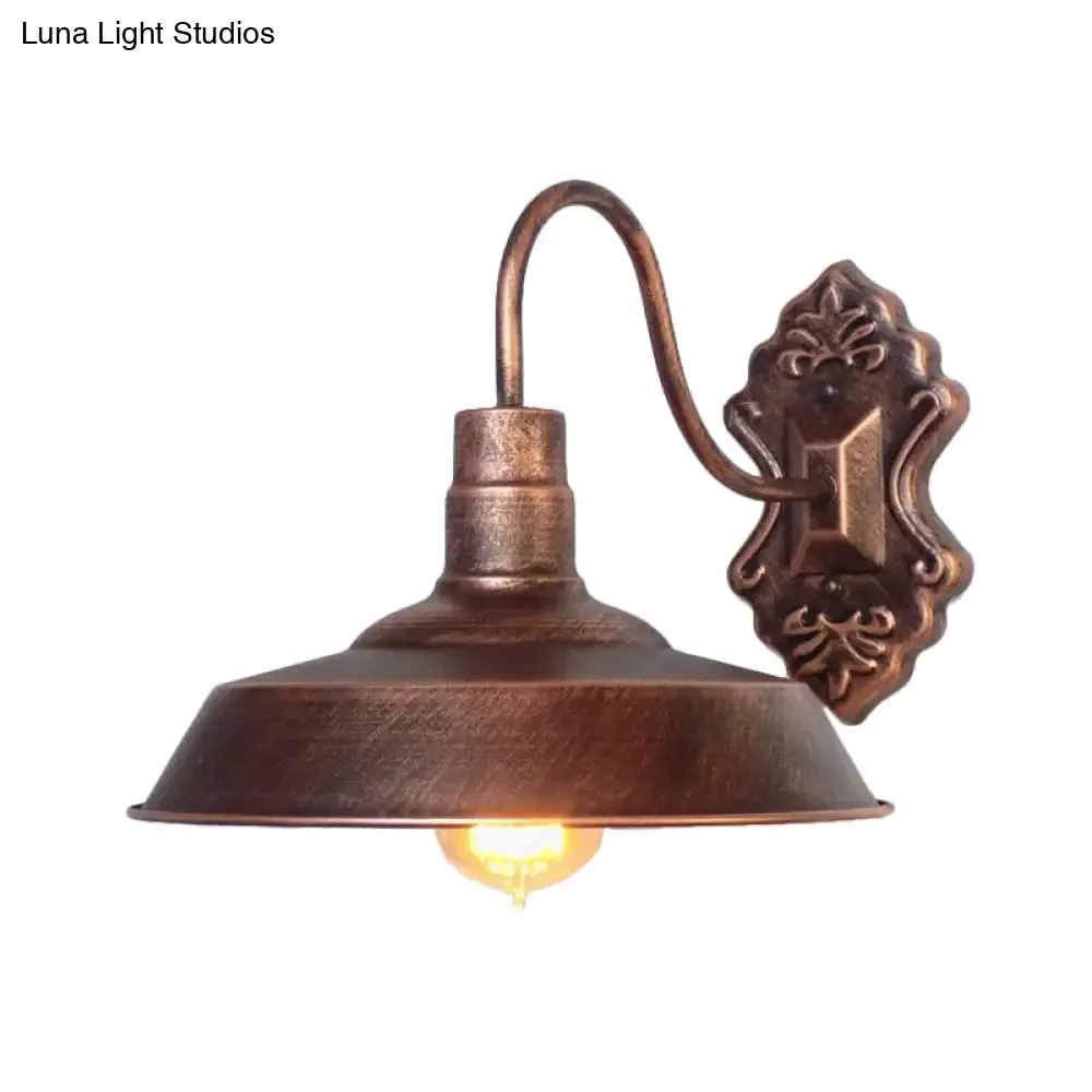 Antique Style Copper/Rust Wrought Iron Barn Wall Mount Sconce Light for Balcony