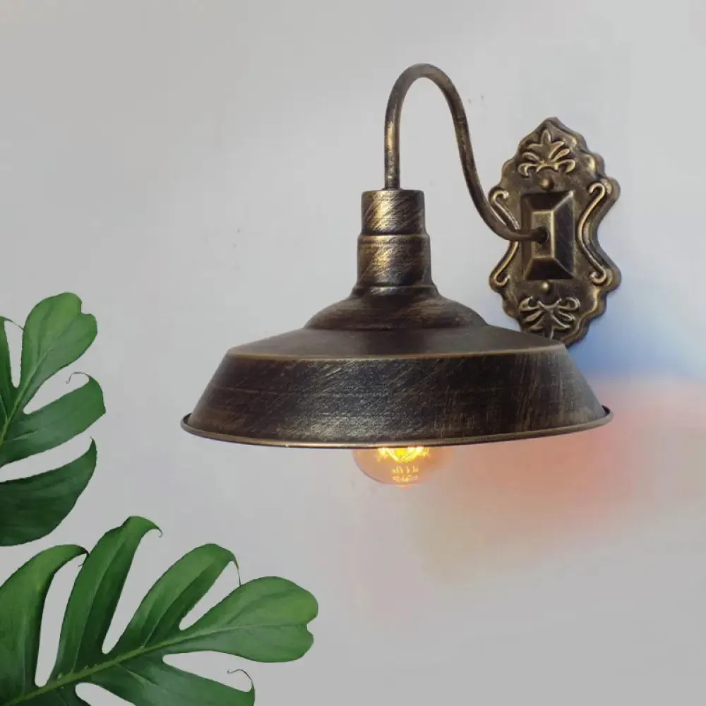 Antique Style Copper/Rust Wrought Iron Barn Wall Mount Sconce Light for Balcony