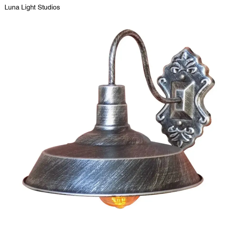 Antique Style Copper/Rust Wrought Iron Barn Wall Mount Sconce Light for Balcony