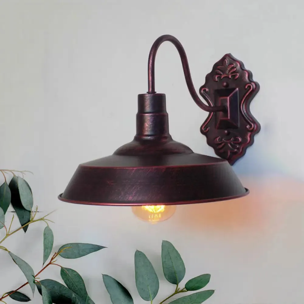 Antique Style Copper/Rust Wrought Iron Barn Wall Mount Sconce Light for Balcony