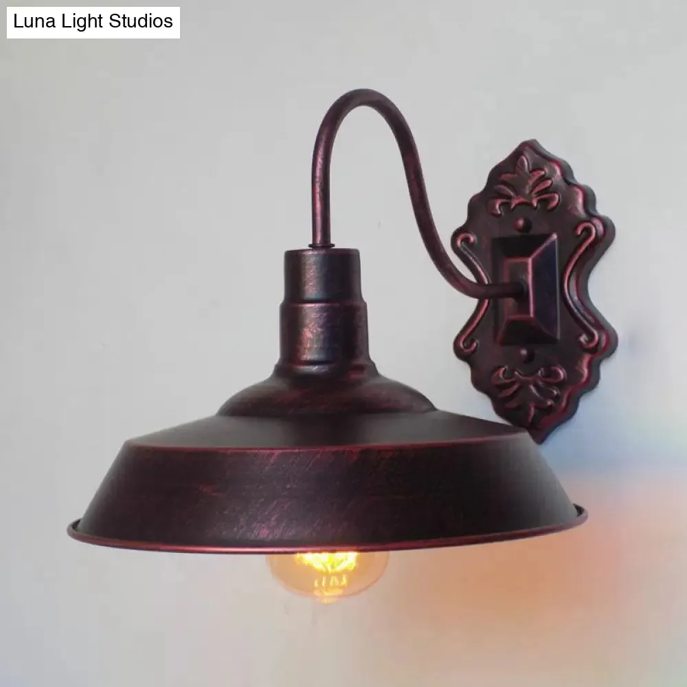 Antique Style Copper/Rust Wrought Iron Barn Wall Mount Sconce Light for Balcony