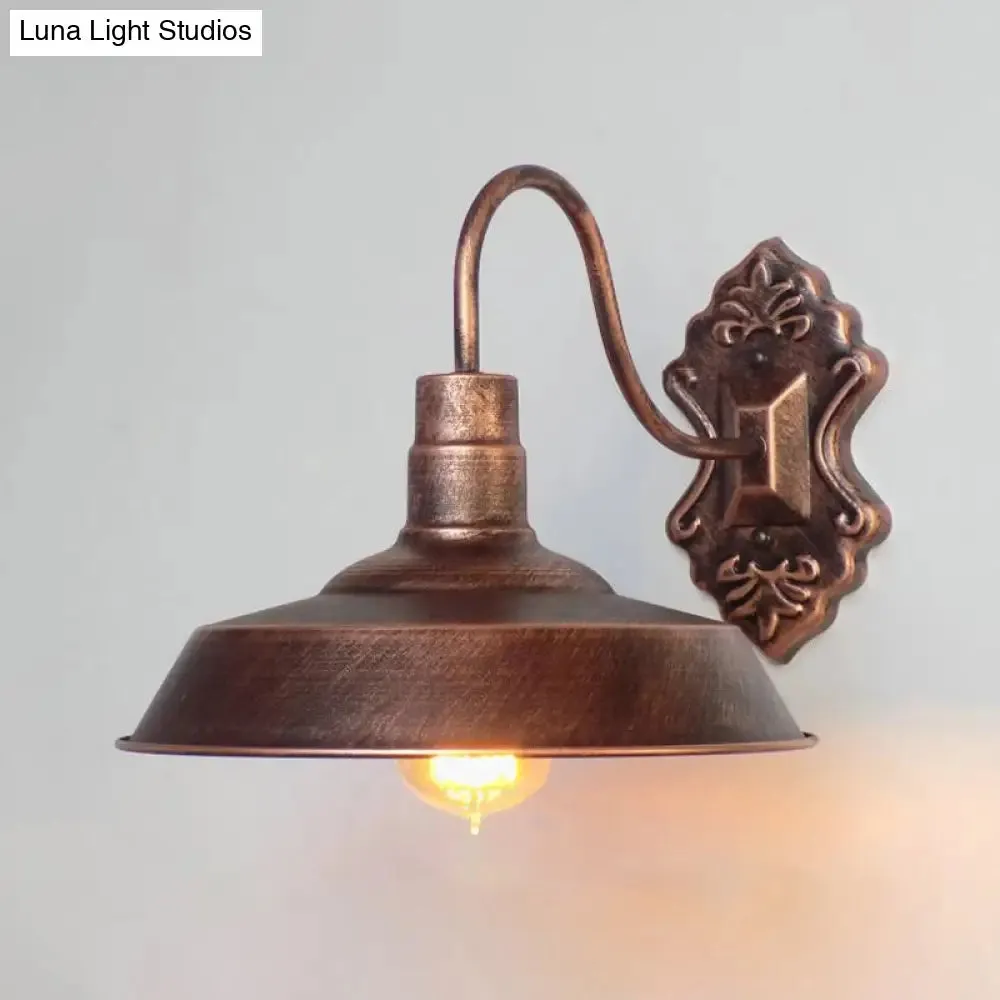 Antique Style Copper/Rust Wrought Iron Barn Wall Mount Sconce Light for Balcony