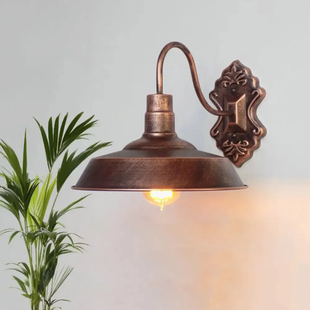 Antique Style Copper/Rust Wrought Iron Barn Wall Mount Sconce Light for Balcony