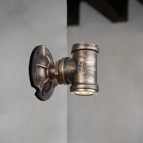 Antique-style Pipe Wall Sconce with Wrought Iron and Bronze Finish for Corridors