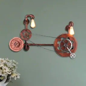 Antiqued Bicycle Iron Wall Sconce with 2 Lights for Corridor