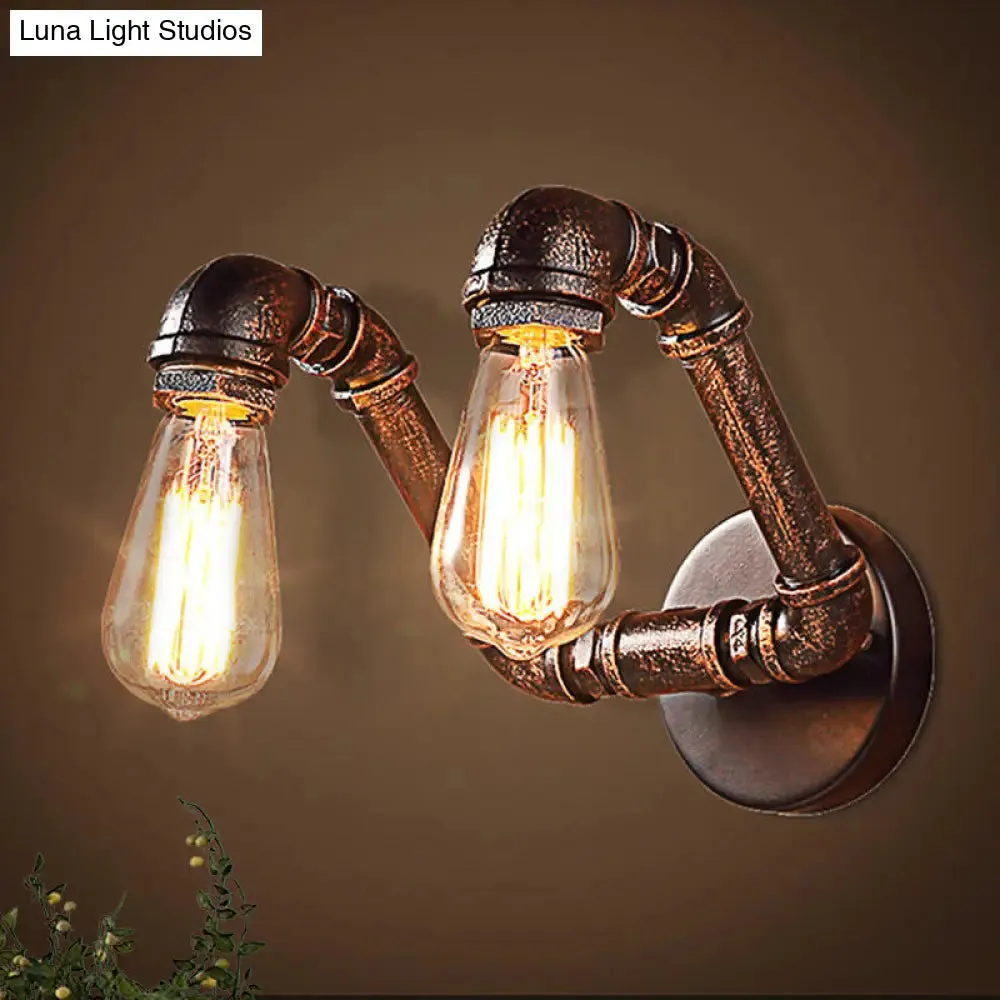 Antiqued Metal Rust Finish Wall Mount Lamp - Vintage Style 2-Light Wall Sconce for Coffee House