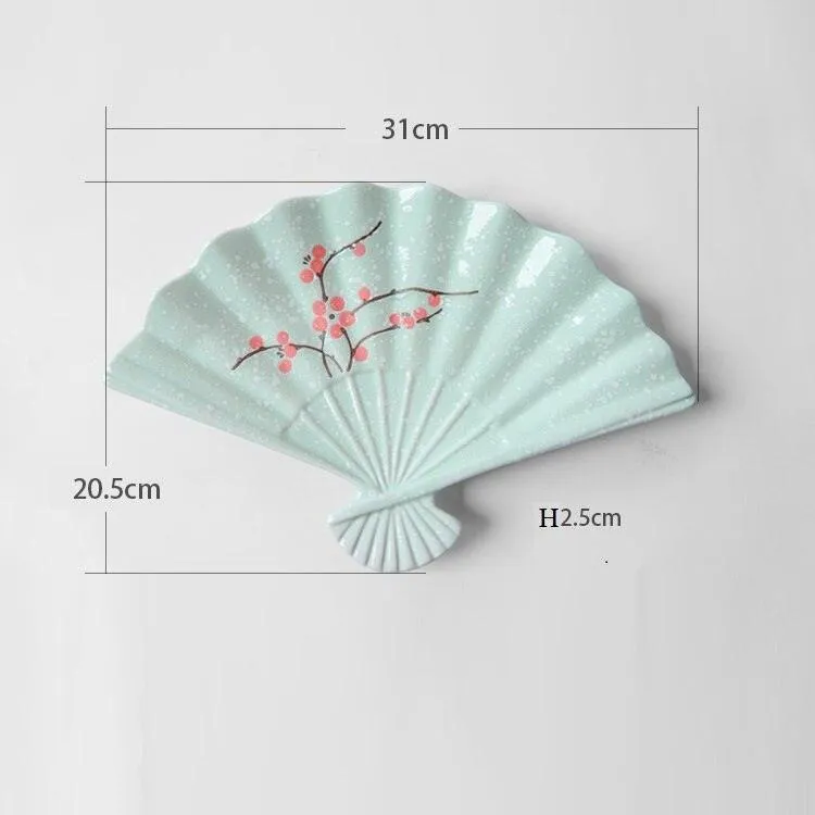 Artistic Japanese Fan-Shaped Ceramic Serving Plate - Sophisticated Tableware for Fine Dining