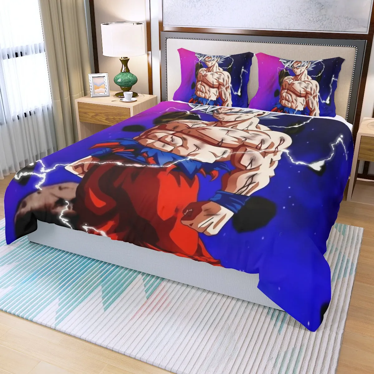 Awesome Ultra Instinct Silver Hair Goku DBZ Kids Three Piece Duvet Cover Set