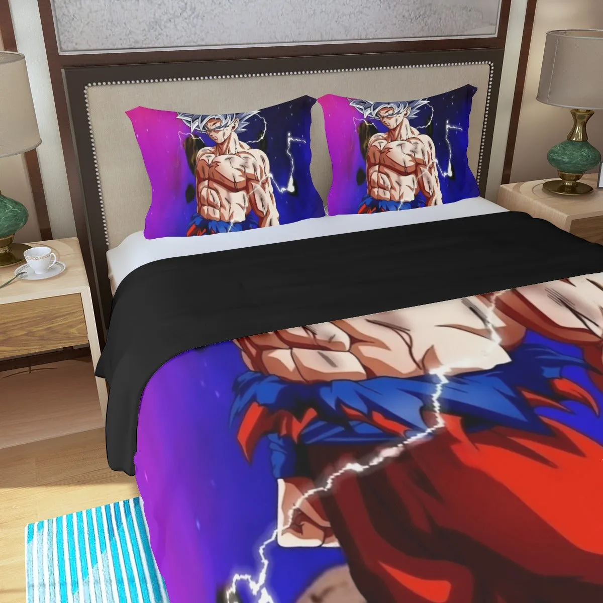 Awesome Ultra Instinct Silver Hair Goku DBZ Kids Three Piece Duvet Cover Set