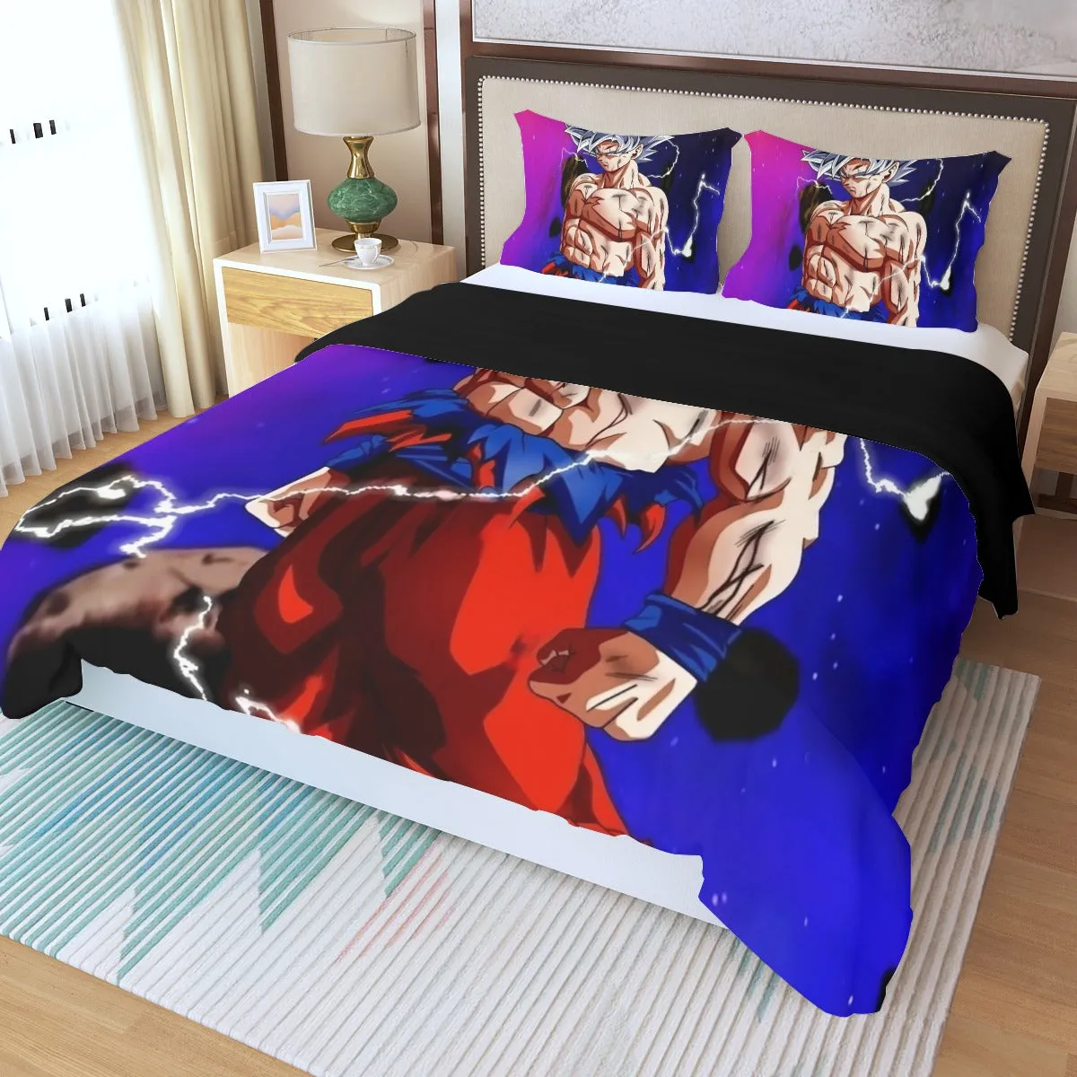 Awesome Ultra Instinct Silver Hair Goku DBZ Kids Three Piece Duvet Cover Set