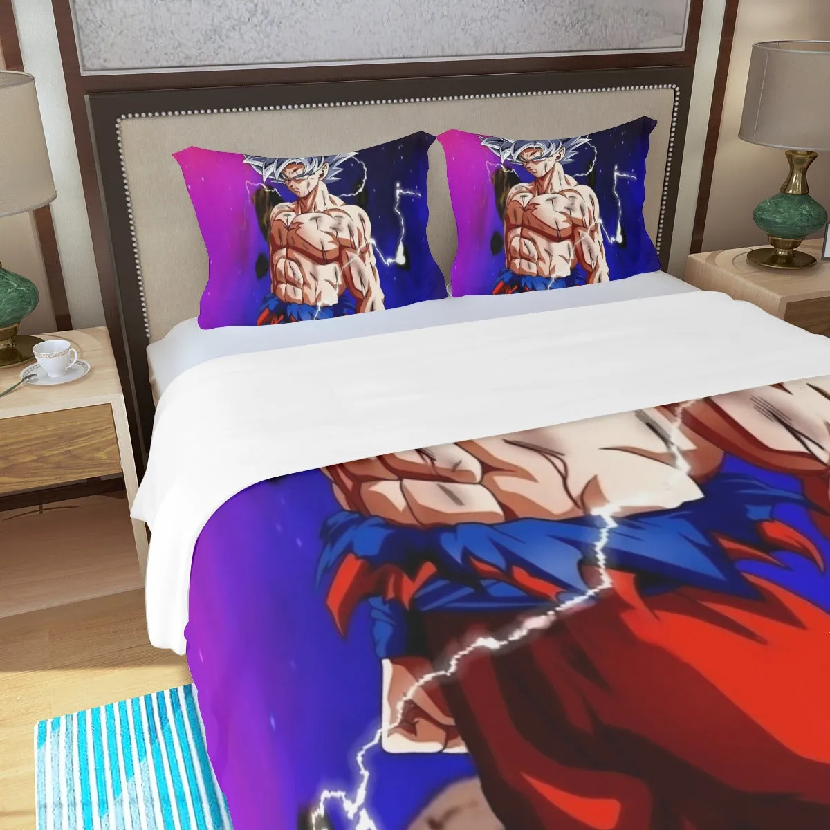 Awesome Ultra Instinct Silver Hair Goku DBZ Kids Three Piece Duvet Cover Set