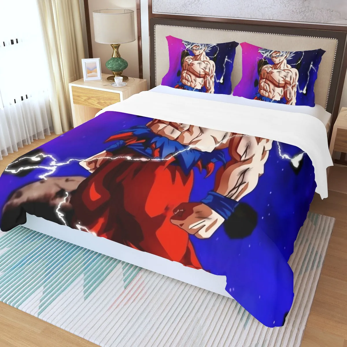 Awesome Ultra Instinct Silver Hair Goku DBZ Kids Three Piece Duvet Cover Set