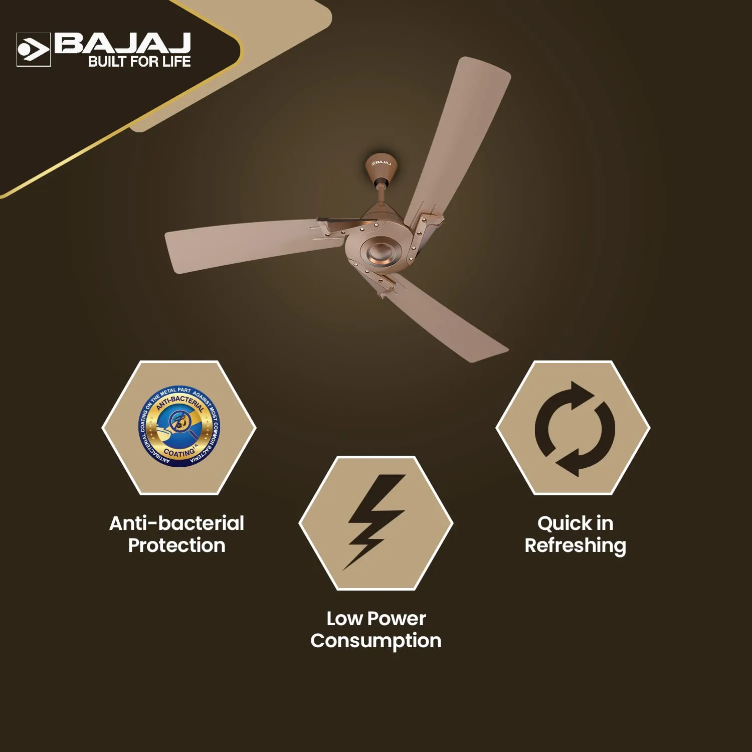 Bajaj Euro Prime EE 1200mm Brown & Bronze Ceiling Fan