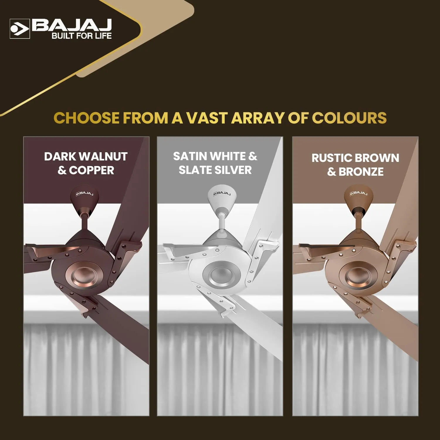 Bajaj Euro Prime EE 1200mm Brown & Bronze Ceiling Fan