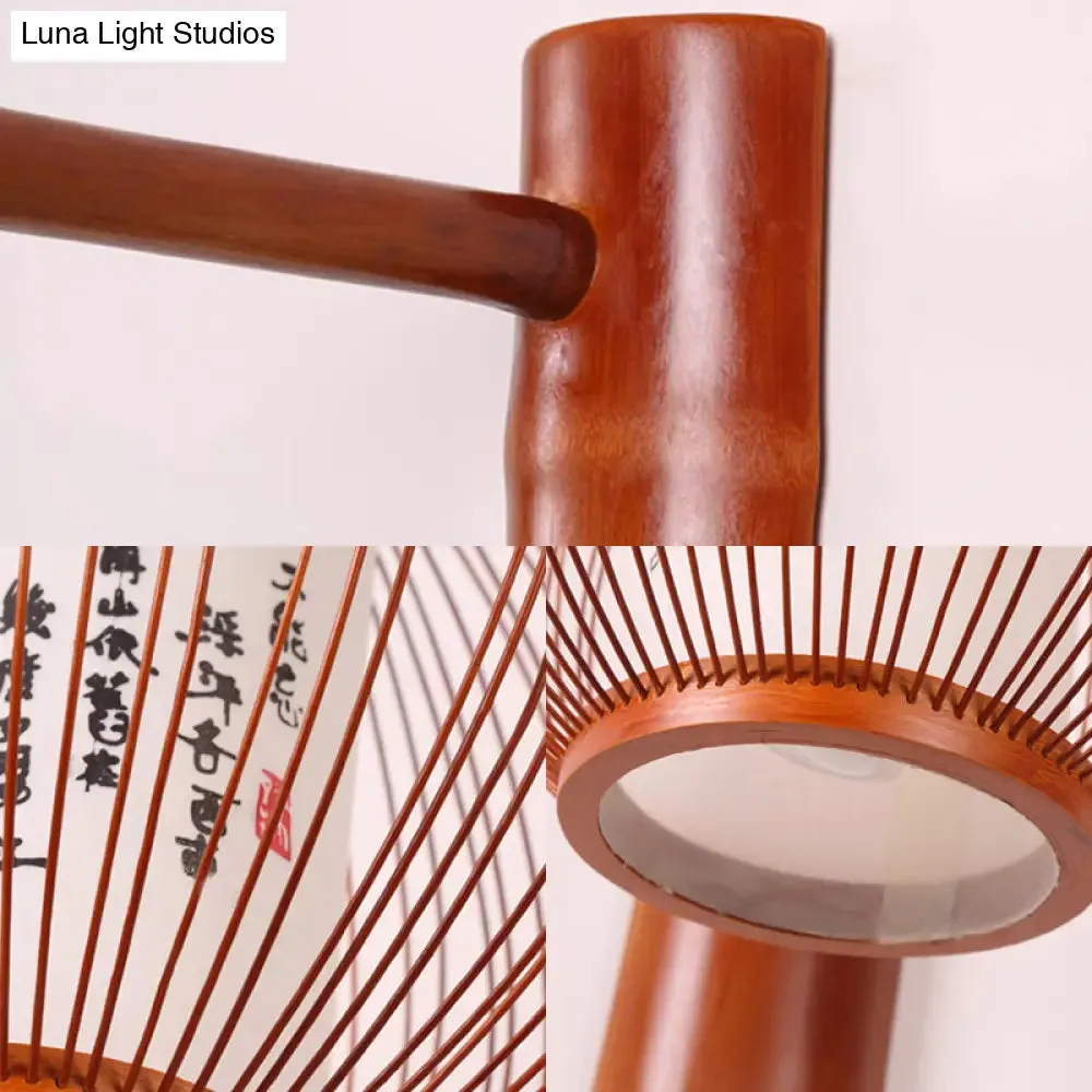 Bamboo 1 Bulb Bronze Wall Sconce with Inner White Cylinder Parchment Shade - Global Lighting Fixture