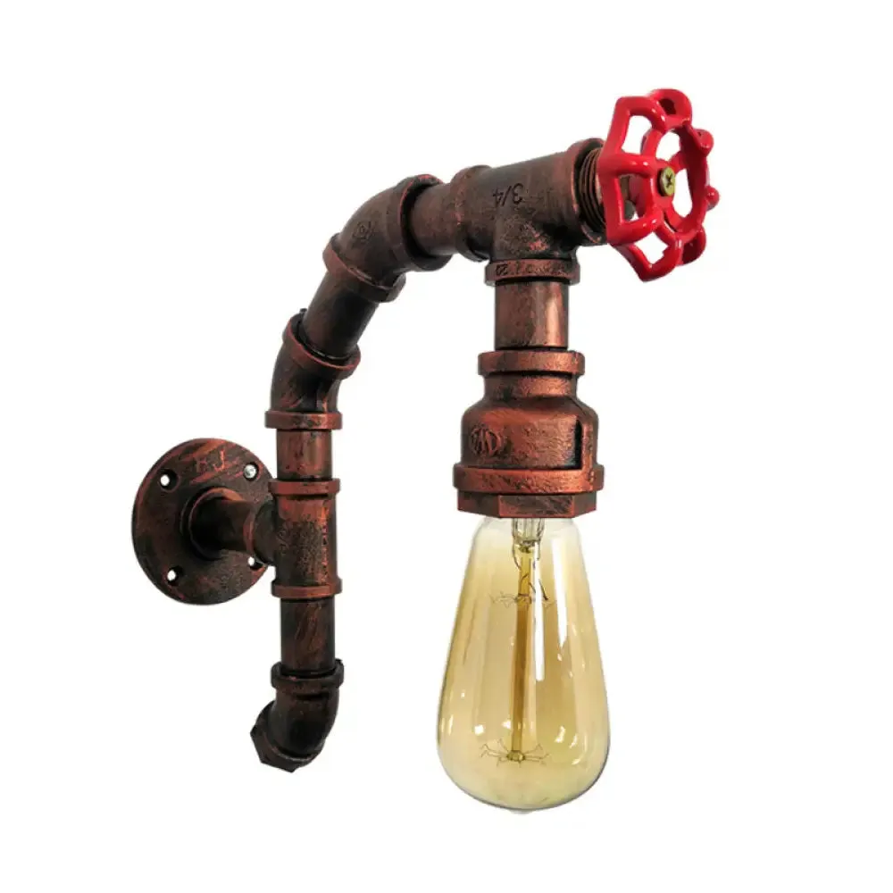 Bare Bulb Wall Sconce: Vintage Metal Pipe Light for Dining Room in Aged Silver/Copper