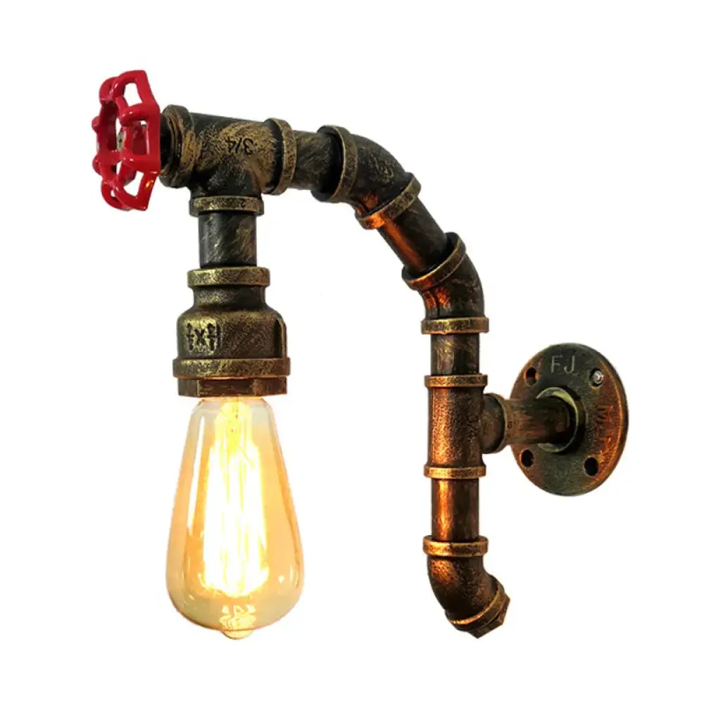 Bare Bulb Wall Sconce: Vintage Metal Pipe Light for Dining Room in Aged Silver/Copper