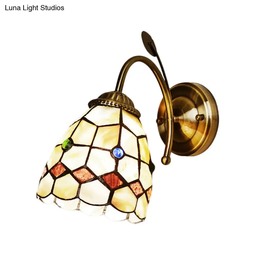 Baroque Gold Shell Wall Lamp with Arched Arm