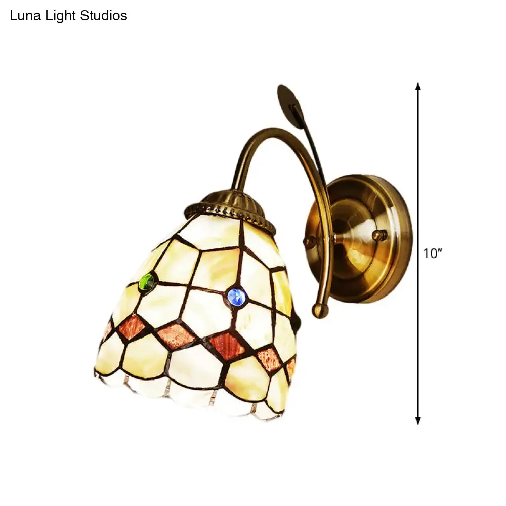 Baroque Gold Shell Wall Lamp with Arched Arm