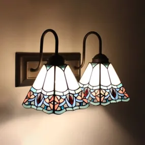 Baroque Stained Glass Wall Mount Light - Blue Sconce Lighting for Bedroom