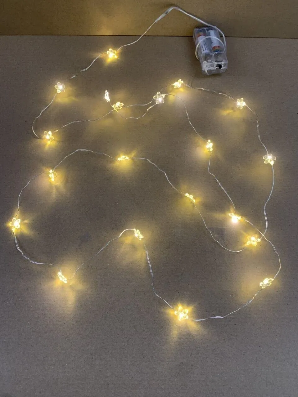 Battery Operated Flower String Lights on Copper Wire - Warm White