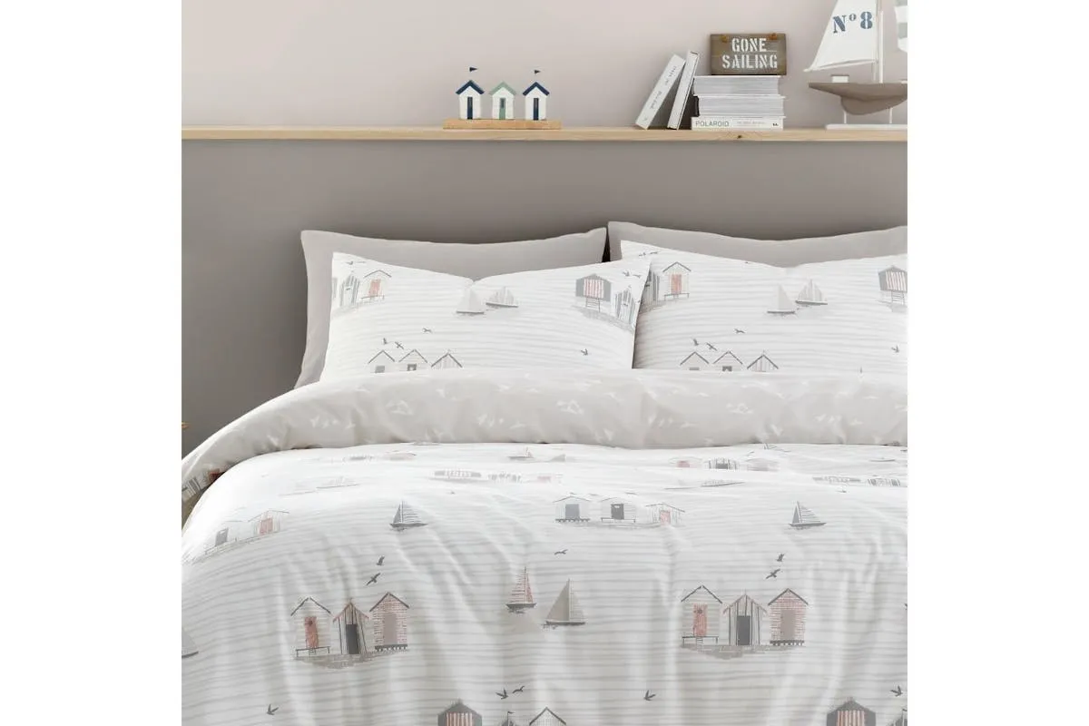 Beach Huts Duvet Set | Natural | King