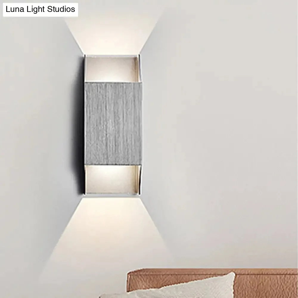 Bedroom Up and Down LED Wall Sconce - 1 Light with Geometric Metal Shade - Black/Grey/White