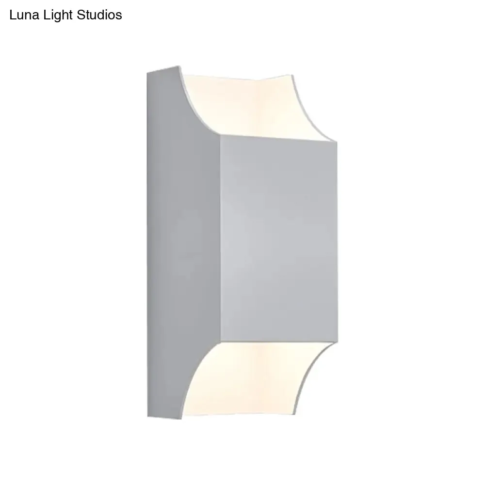 Bedroom Up and Down LED Wall Sconce - 1 Light with Geometric Metal Shade - Black/Grey/White