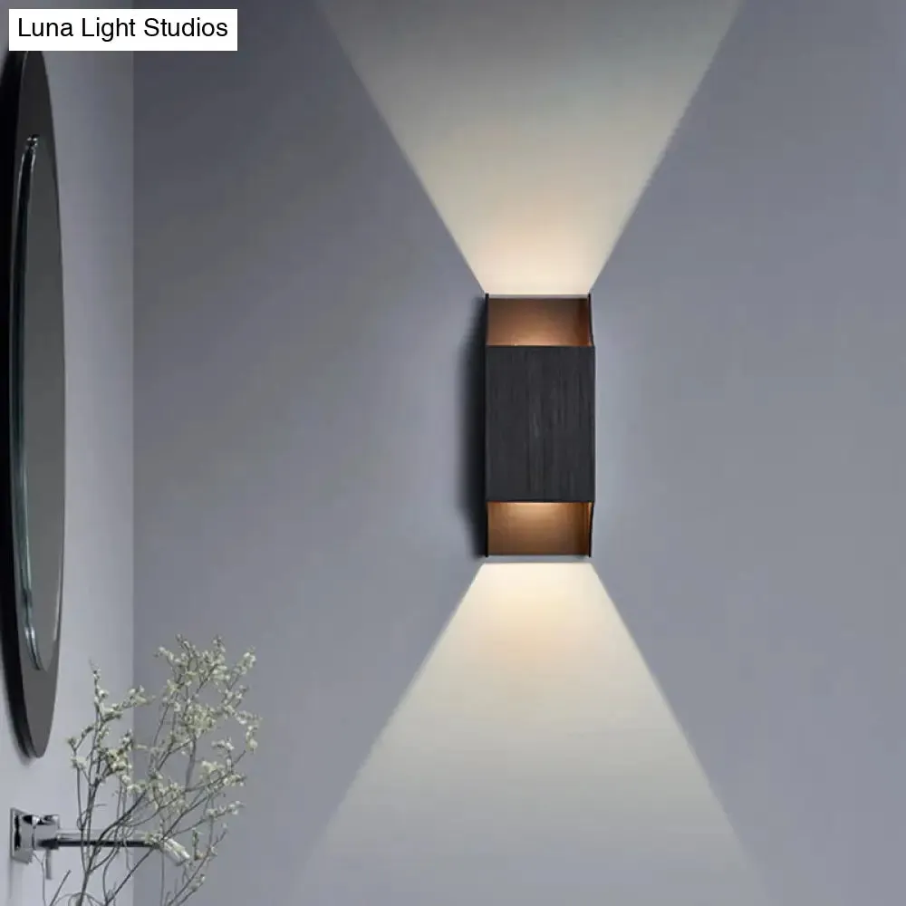 Bedroom Up and Down LED Wall Sconce - 1 Light with Geometric Metal Shade - Black/Grey/White