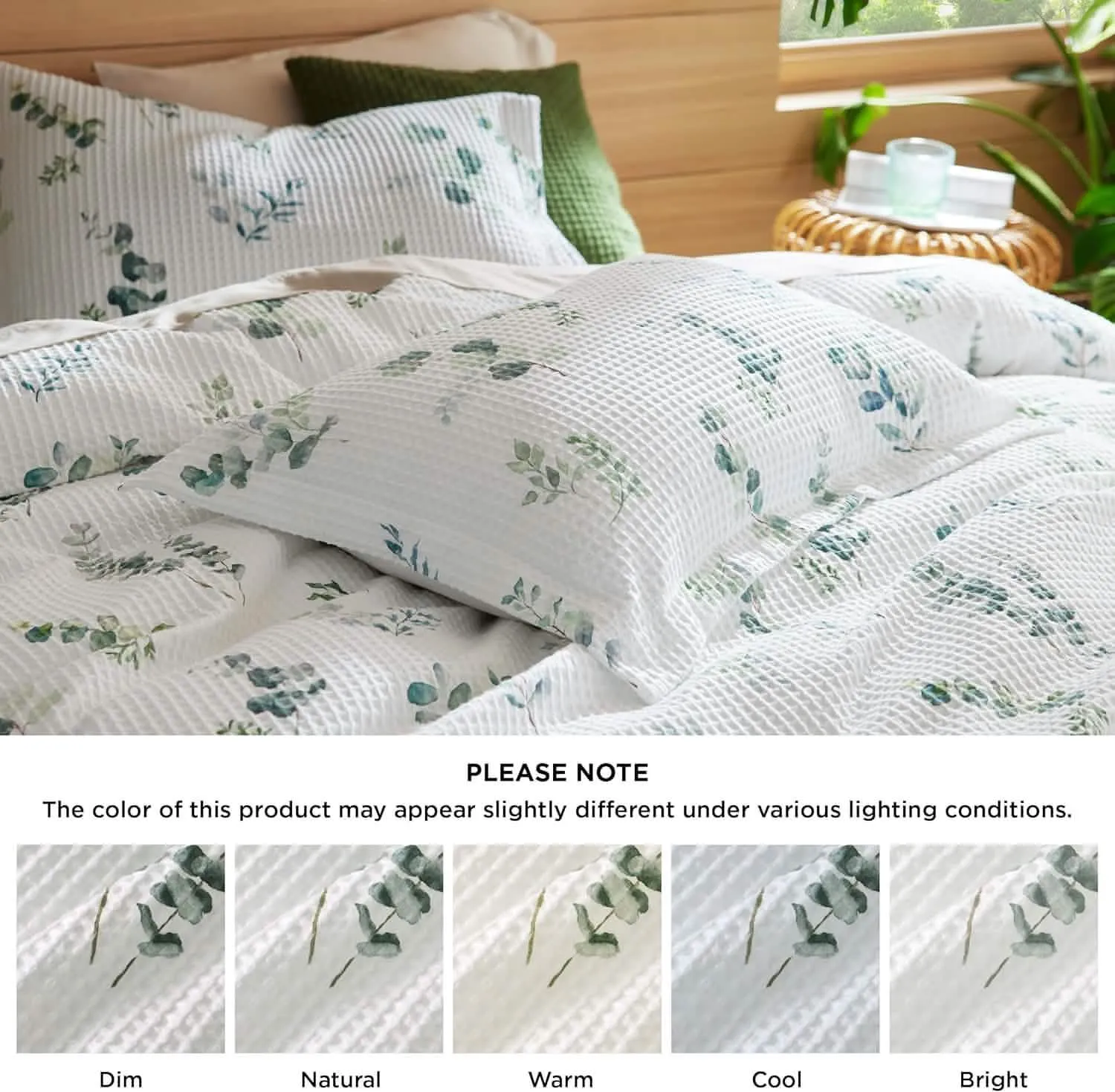 Bedsure Cotton Waffle Weave Botanical Print Duvet Cover Set