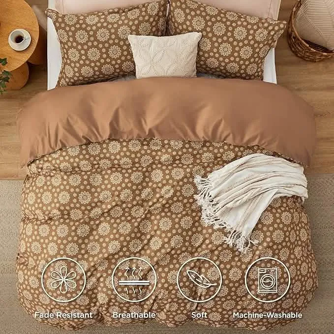 Bedsure Reversible Floral Duvet Cover Set Blown