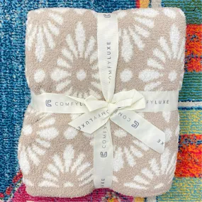 Beige Floral Comfy Luxe Blanket