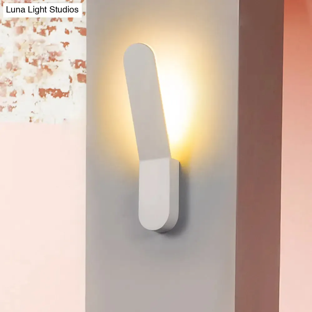 Bend Wall Washer Light - Black/White Nordic Metal Wall Sconce for Corridor - Oval Shape, Warm/White LED Lighting