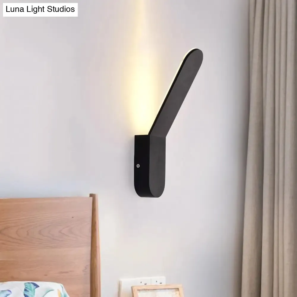 Bend Wall Washer Light - Black/White Nordic Metal Wall Sconce for Corridor - Oval Shape, Warm/White LED Lighting