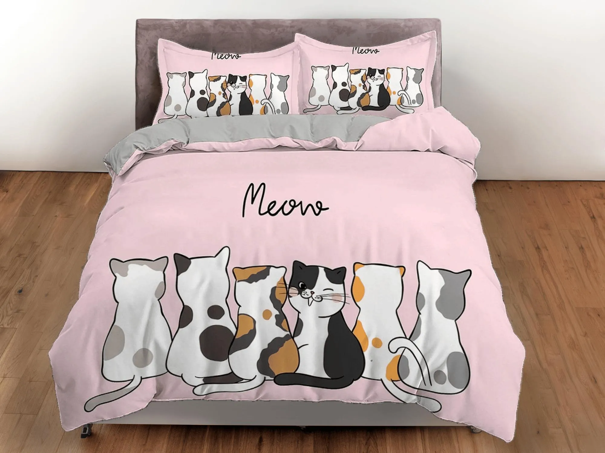 Best friends cat bedding, toddler bedding, kids duvet cover set, gift for cat lovers, baby bedding, baby shower gift, pink bedding