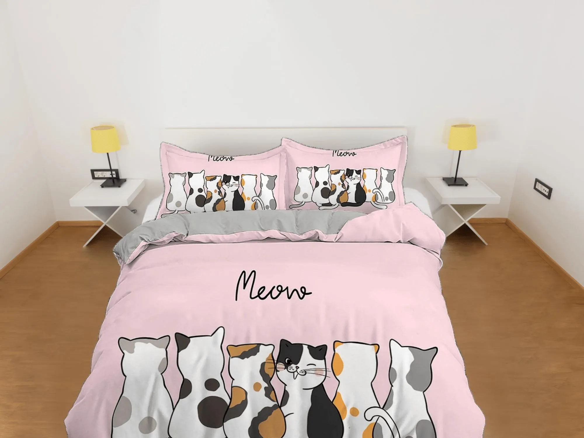 Best friends cat bedding, toddler bedding, kids duvet cover set, gift for cat lovers, baby bedding, baby shower gift, pink bedding