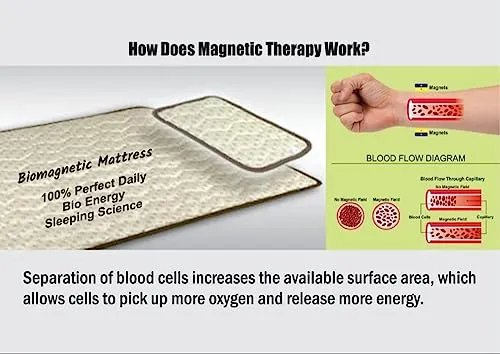 Bio Magnetic Mattress Topper/Pad Maroon (3x6 feet) & with 1 Pillow Pad Magnetic Therapy