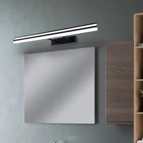 Black Metal LED Bathroom Wall Sconce with Double Arm: Modern Rectangle Vanity Light