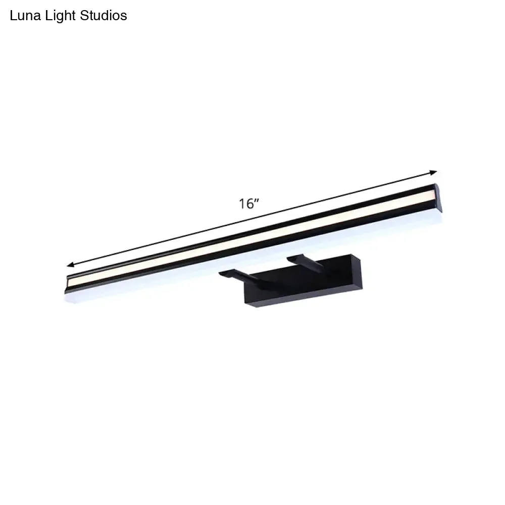 Black Metal LED Bathroom Wall Sconce with Double Arm: Modern Rectangle Vanity Light