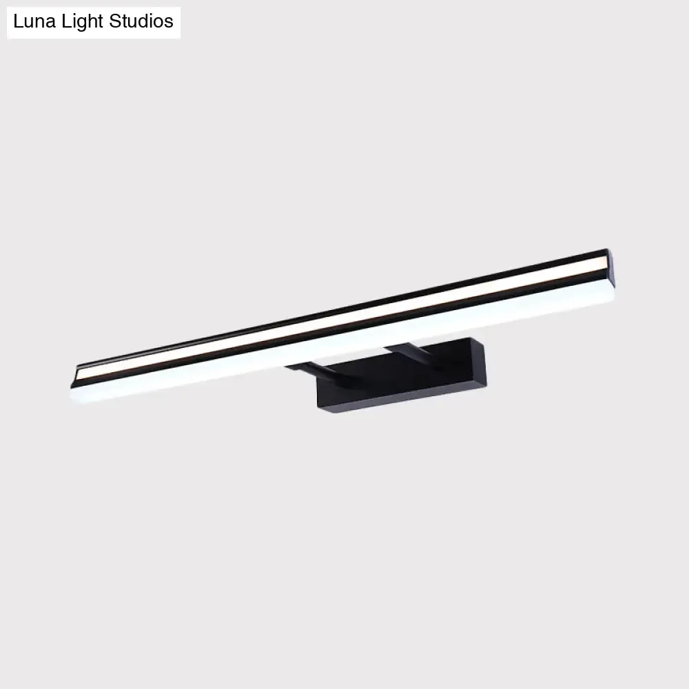 Black Metal LED Bathroom Wall Sconce with Double Arm: Modern Rectangle Vanity Light