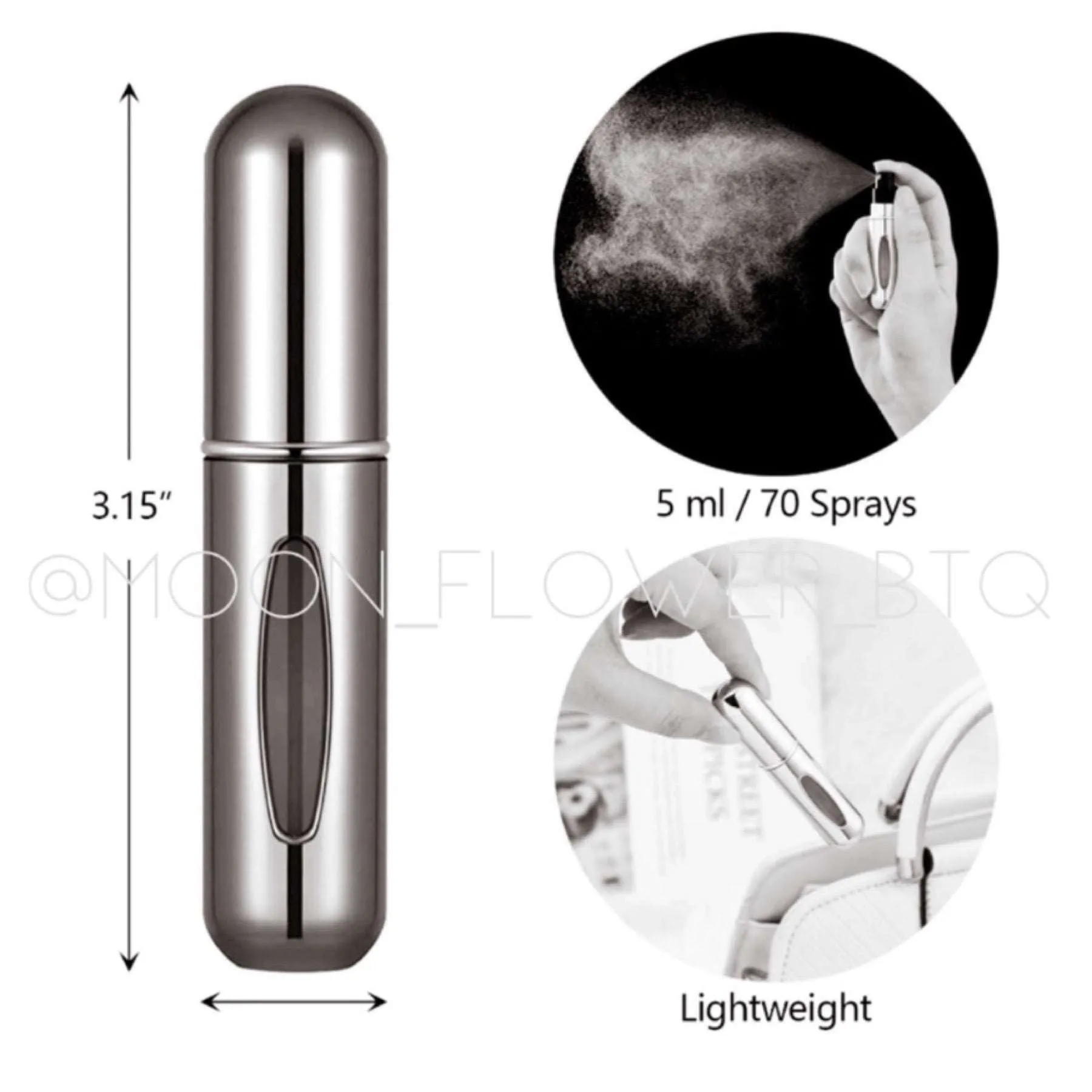 Black Refillable Perfume Spray Atomizer